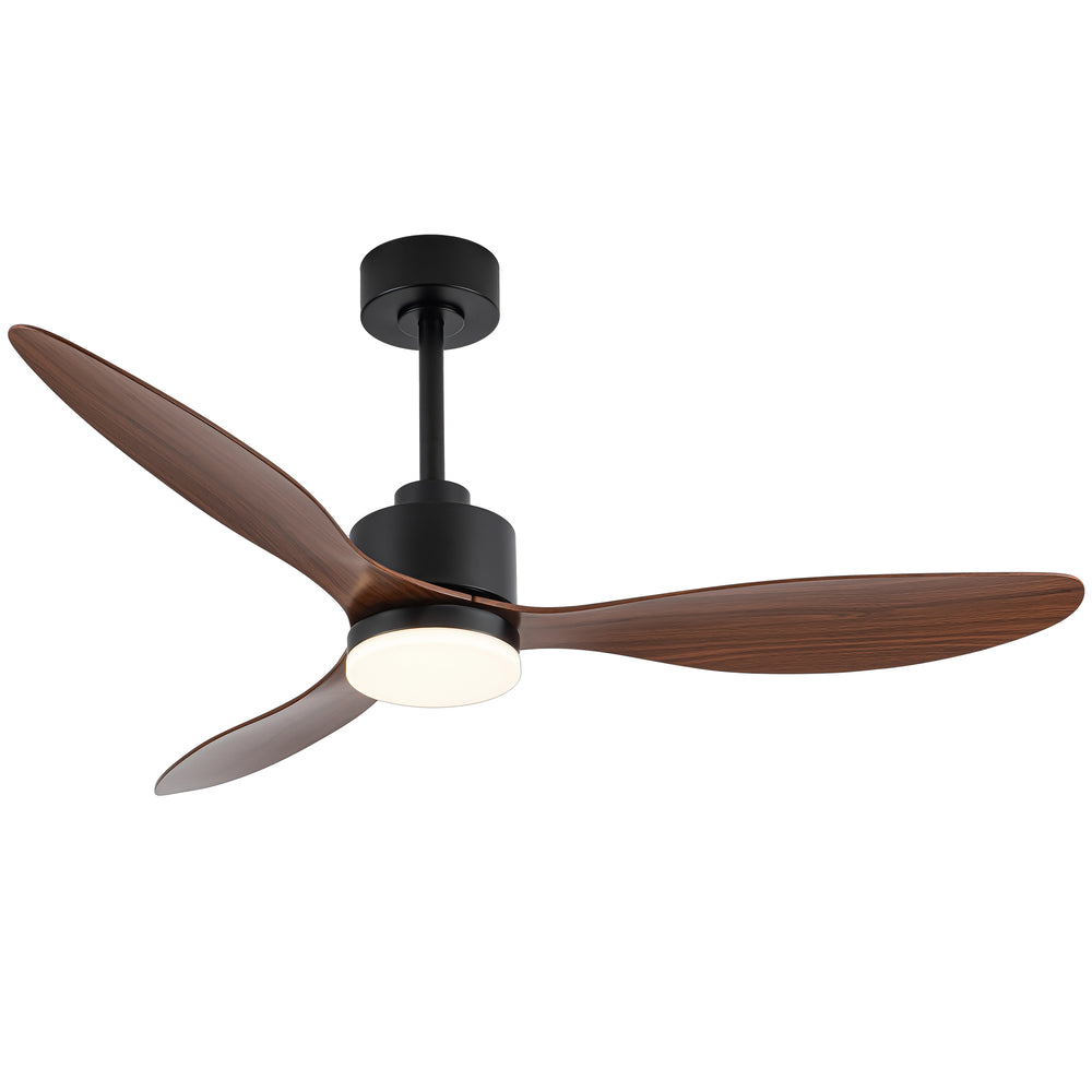 52-Inch Modern Ceiling Fan with Light, 3 ABS Blades, 18W LED with 3 Color Temperatures, Remote Control with 6 Speeds, Reverse Function, Timer, Quiet DC Motor, Includes 5" & 10" Downrods, Ideal for Dining, Bedroom, and Living Room