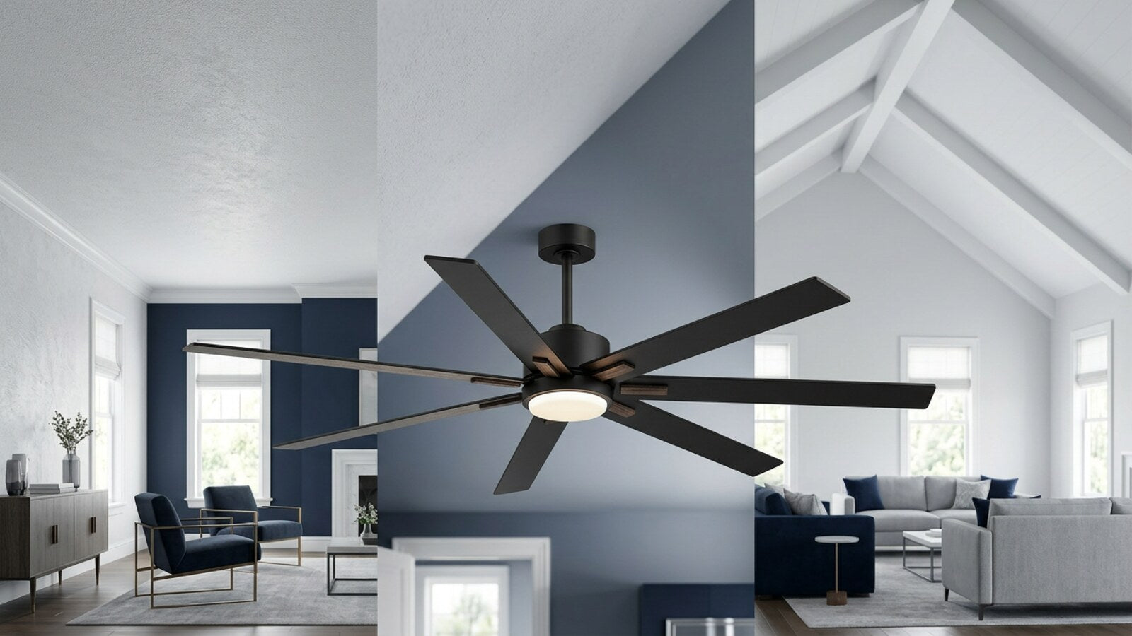 Breezary 42004 product reference beside flat sloped and vaulted ceiling profiles