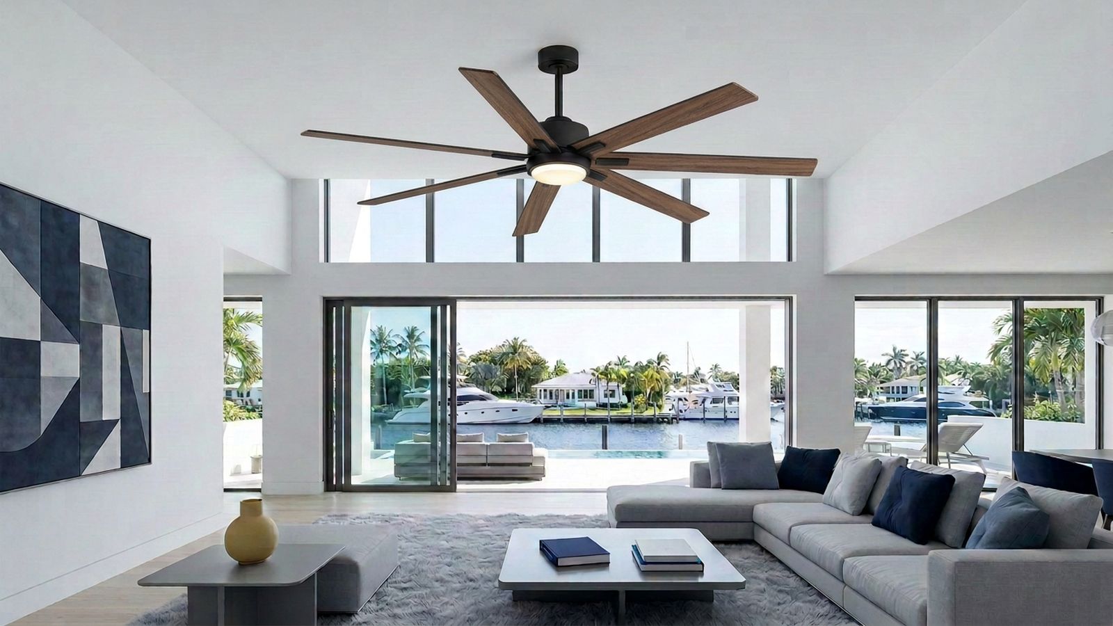 Breezary 42004 large ceiling fan with light in a measured high-ceiling room