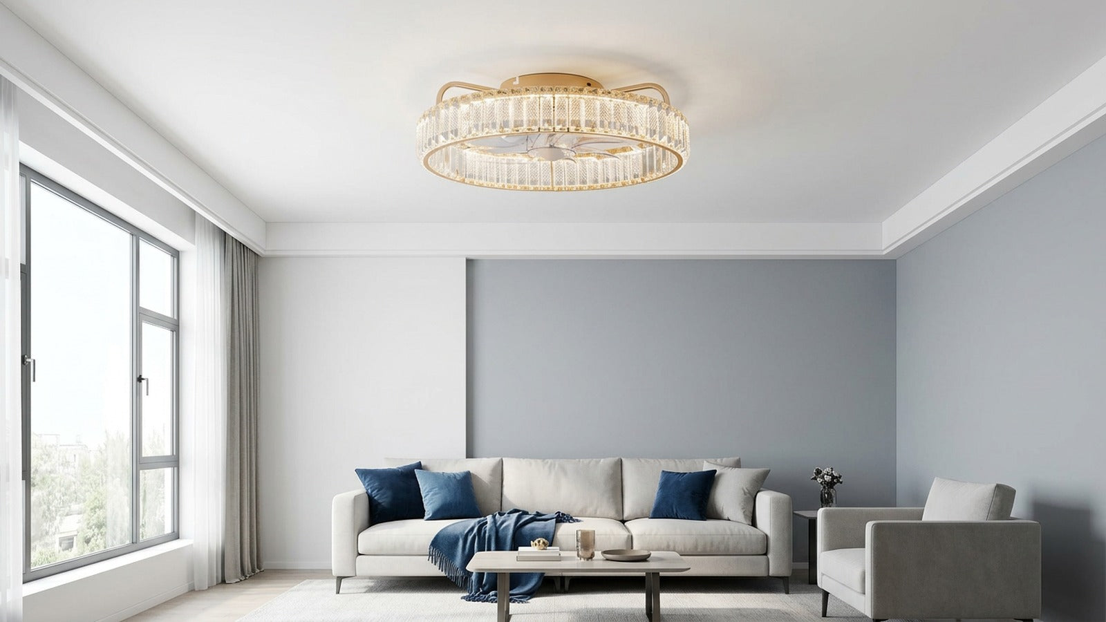 Breezary 33001-GD enclosed ceiling fan shown as a model-specific comparison example