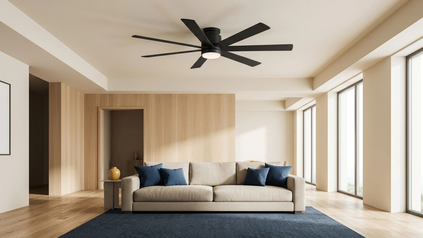 Breezary 40043-BK shown in a spacious room as a visual reference for a model-by-model rustic ceiling fan comparison