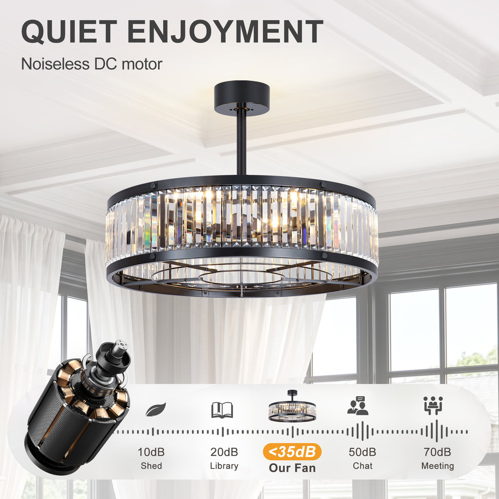 28 Inch Caged Ceiling Fan with Light & Remote Control