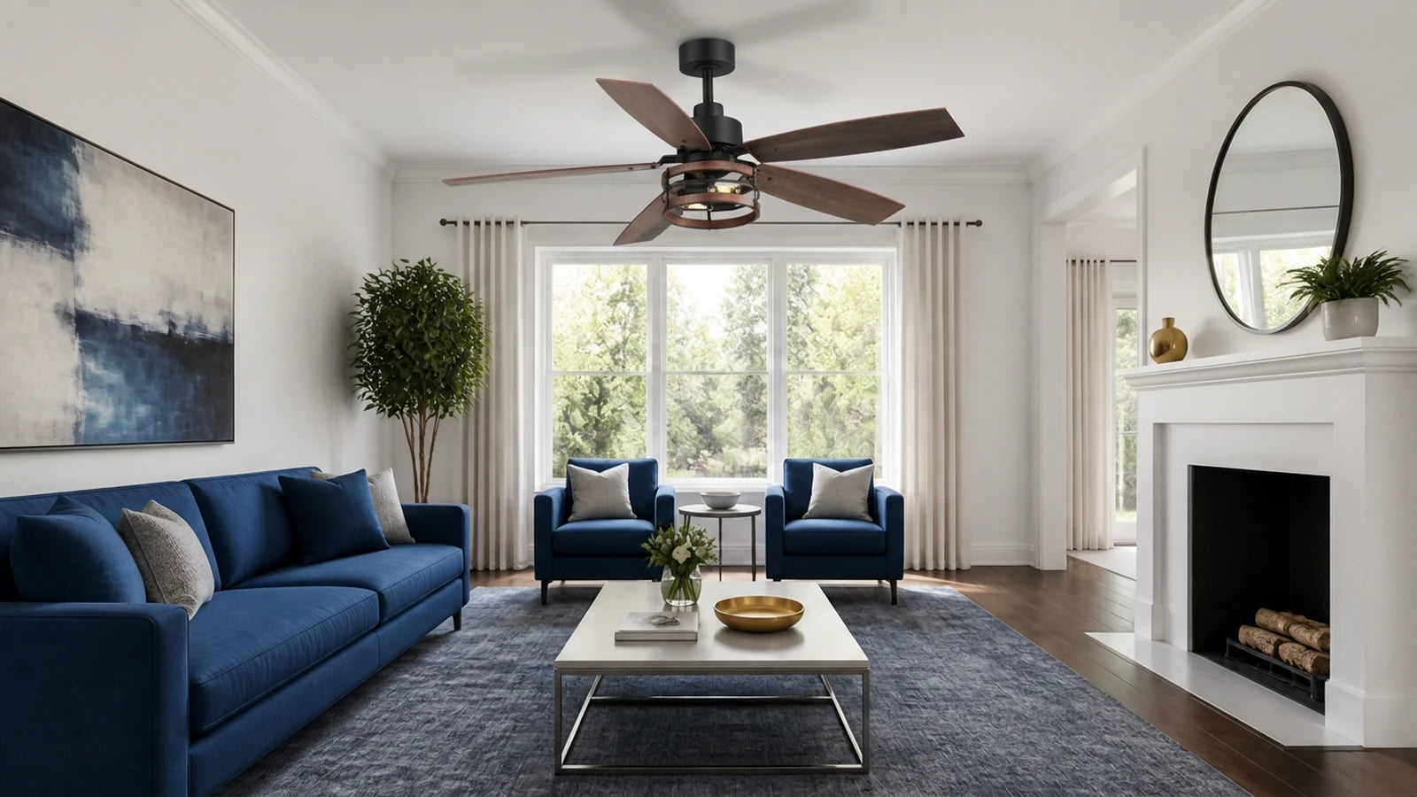 Breezary 29018-BK large caged ceiling fan with its model-specific remote control