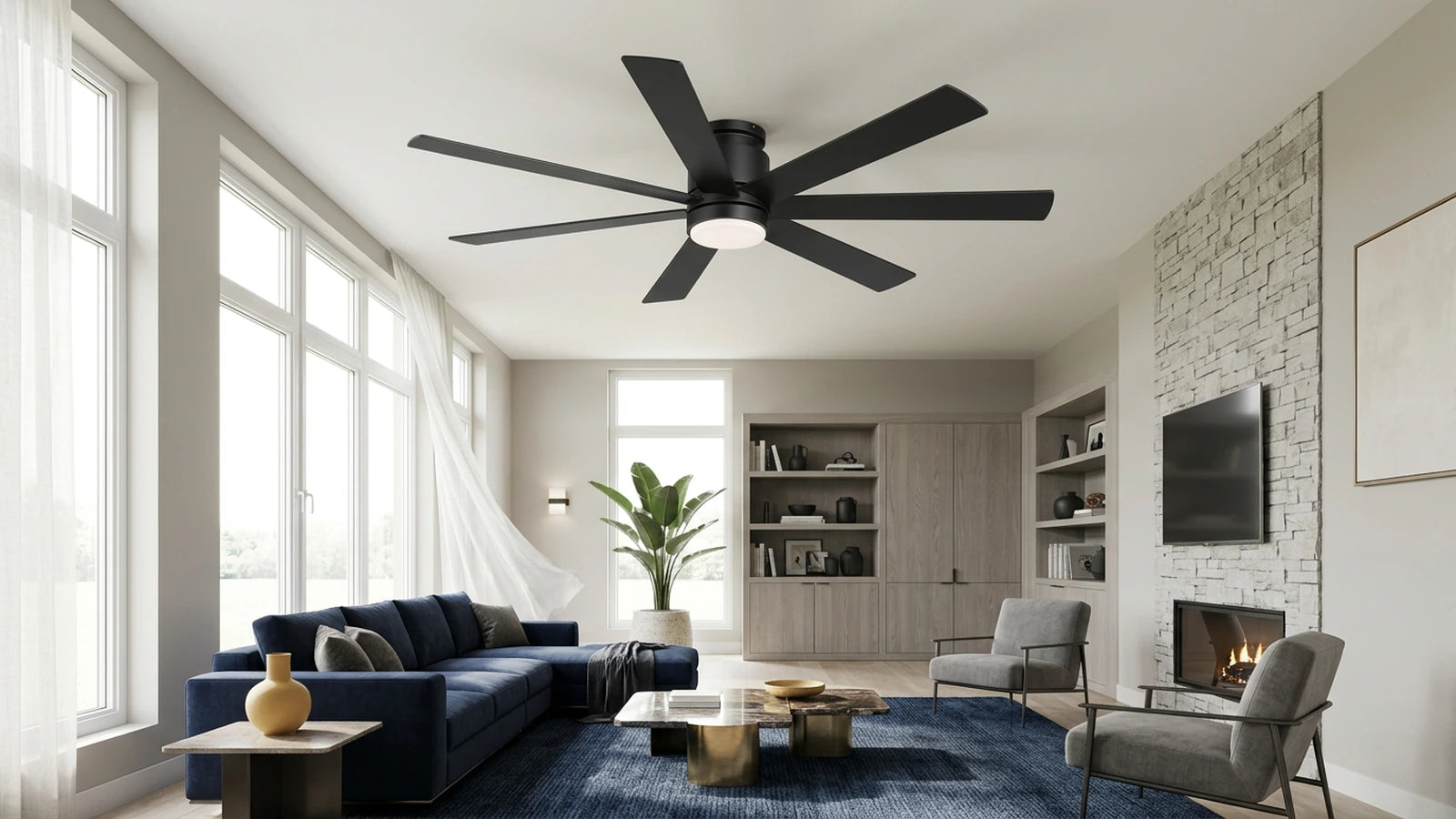 Breezary 40043-BK in a large interior as a visual reference for checking airflow and control specifications