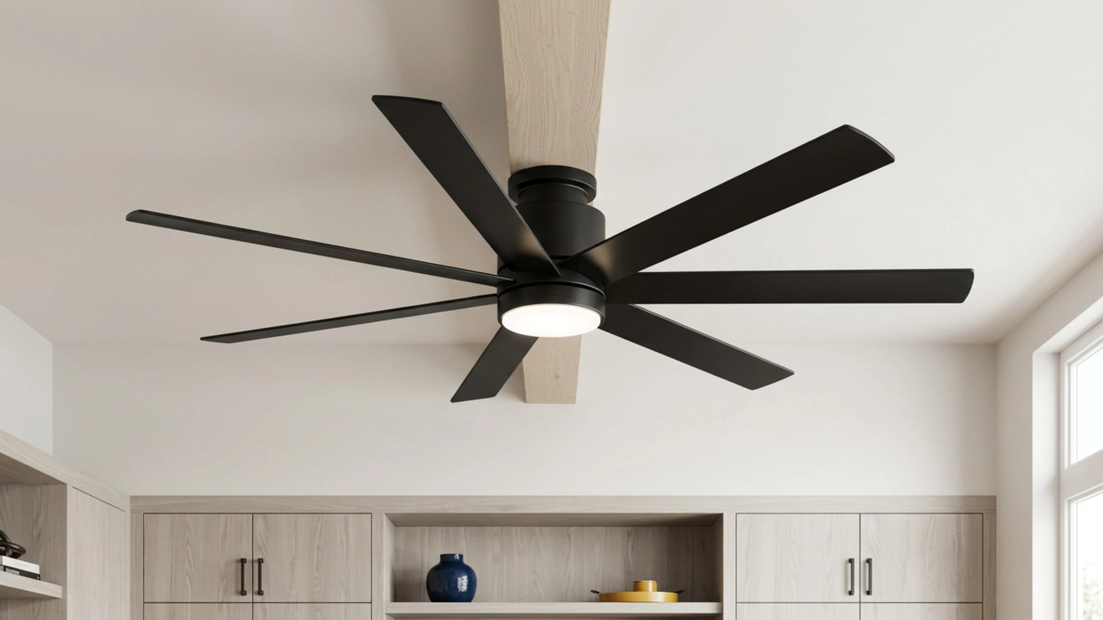 Breezary 40043-BK used as a visual reference for comparing a rustic fan's blade and housing finishes