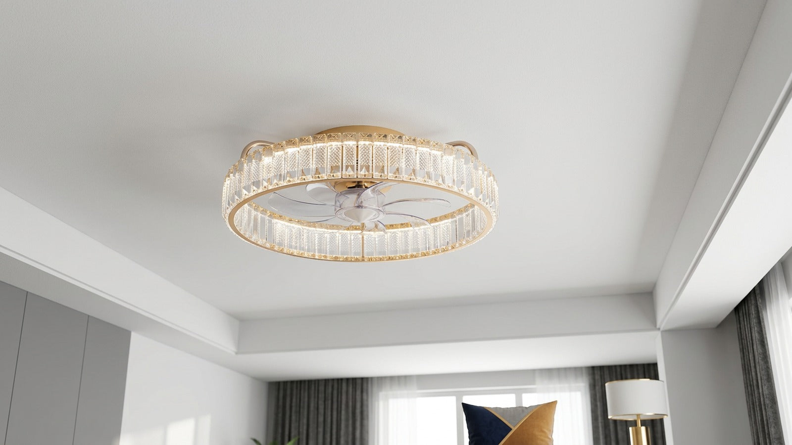 Side-profile view of Breezary 33001-GD installed on a flat indoor ceiling