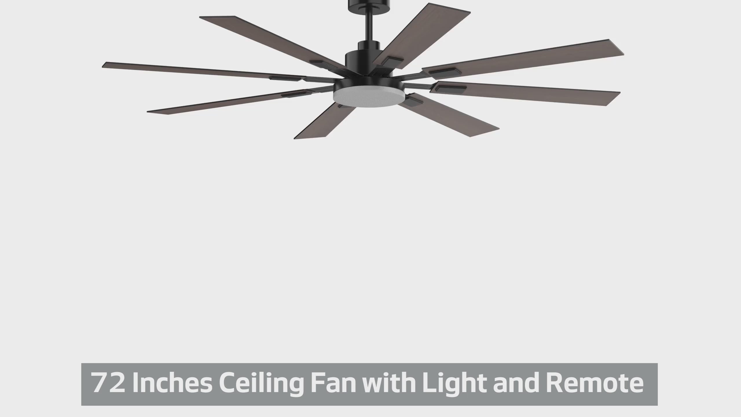72-in 8-Blade Integrated Ceiling Fan with LED Light and Remote,6" and 20" Downrod Included