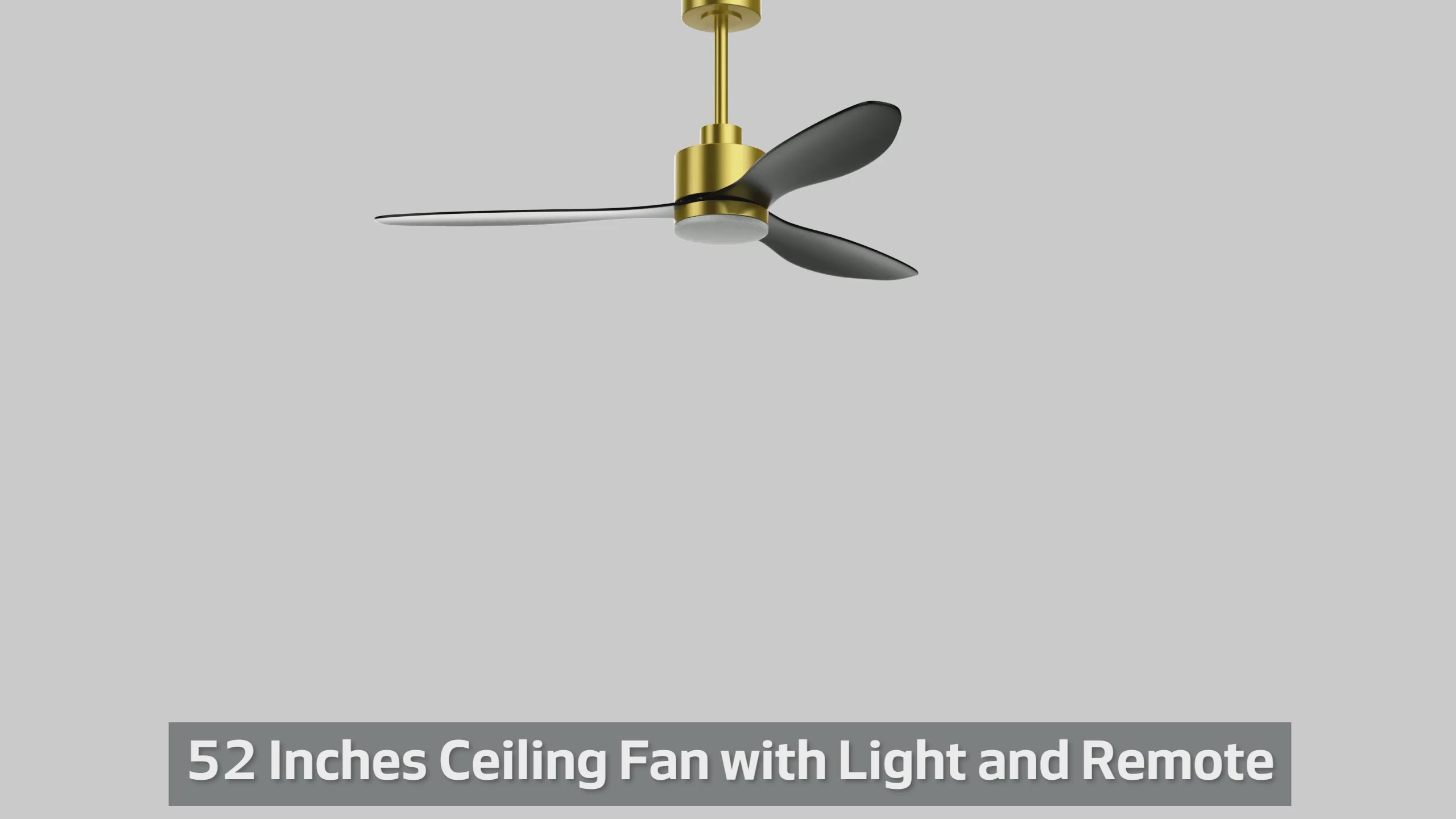 52-Inch Modern Ceiling Fan with Light, 3 ABS Blades, 18W LED with 3 Color Temperatures, Remote Control with 6 Speeds, Reverse Function, Timer, Quiet DC Motor, Includes 5" & 10" Downrods, Ideal for Dining, Bedroom, and Living Room