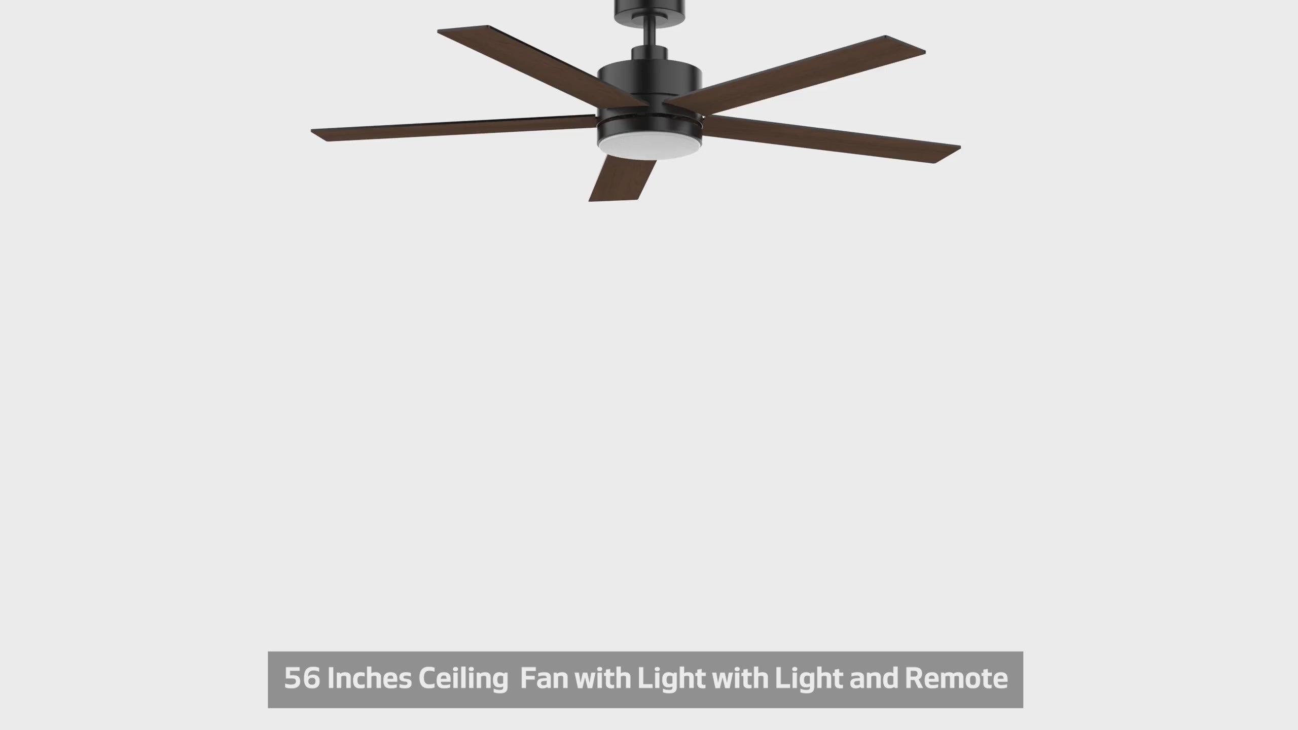 56 Inch 5-Blade Integrated Ceiling Fan with LED Light and Remote,6" and 12" Downrod Included