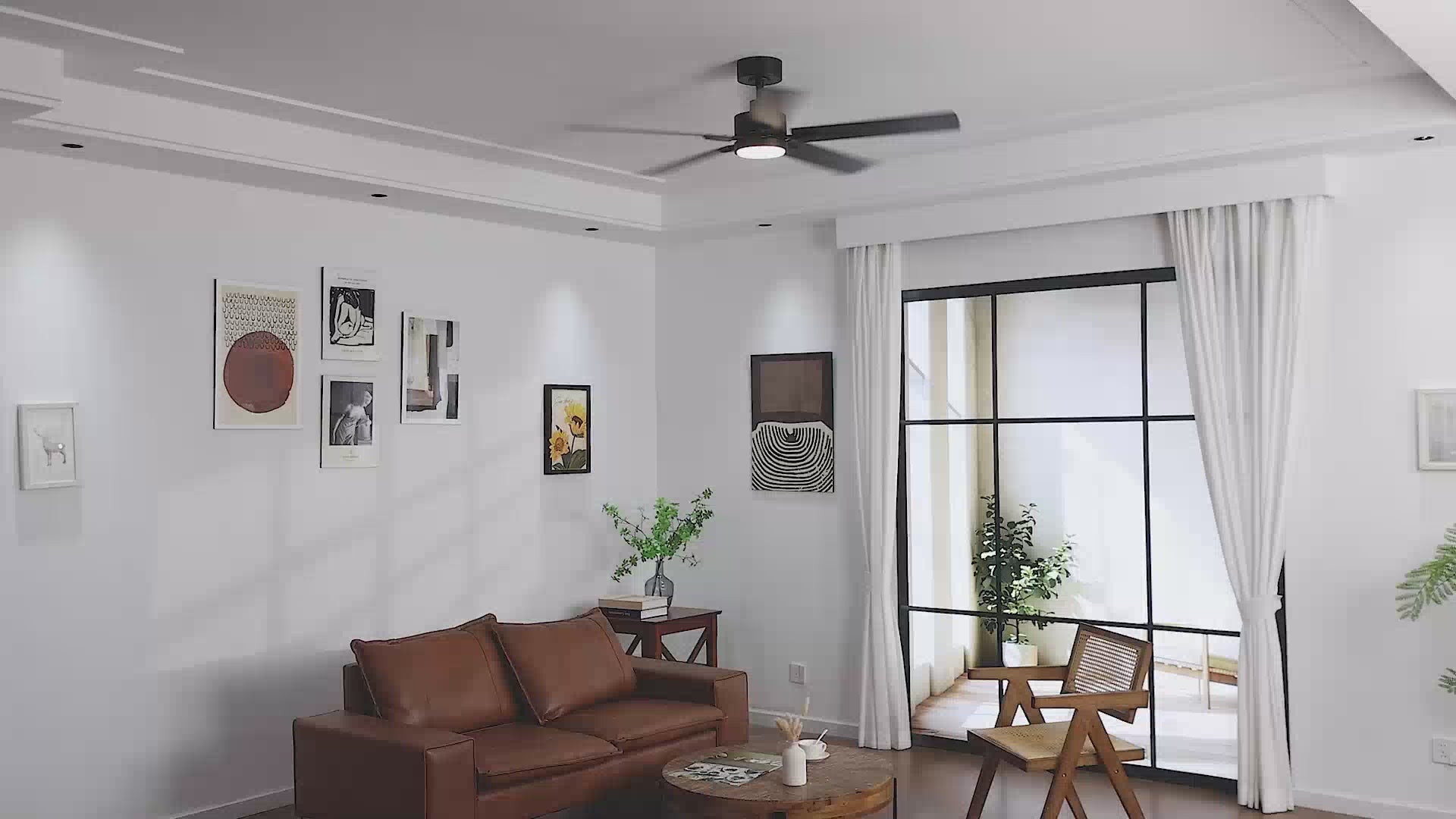 52/42-Inch Integrated LED Indoor Ceiling Fans with Light and Remote Control Included
