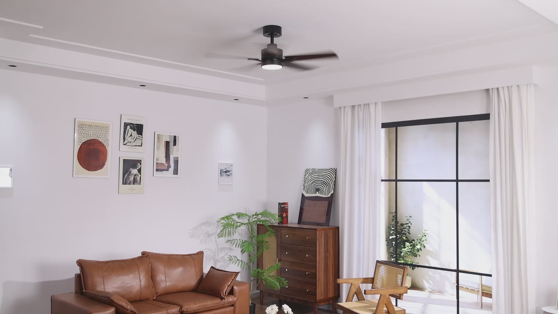 42-inch 5-Blade Ceiling Fan with Lights and Remote, 6 Speeds Reversible DC Motor Noiseless, Modern Ceiling Fan for Patios, Living Room, Farmhouse, Kitchen