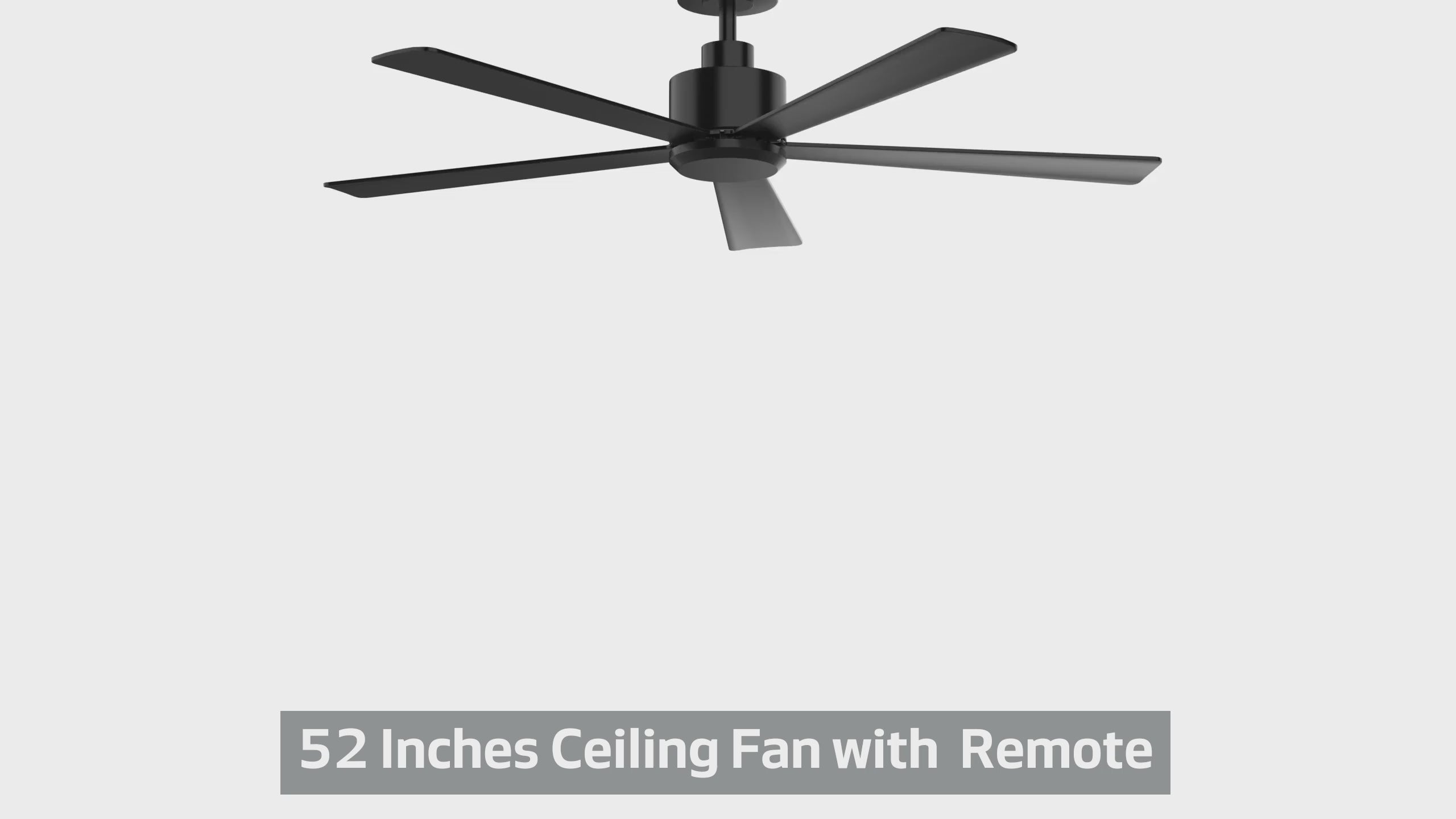 52 in. 6-Speed Indoor Black Ceiling Fans with Remote without Light,5" Downrod Included