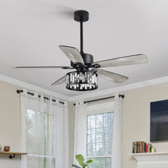 52" Monson 5-Blade Crystal Indoor Ceiling Fan With Remote Control and Light Kit Included