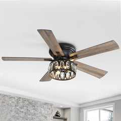 Ferster 52" 5-Blade Flush Crystal Ceiling Fan with Light Kit and Remote Control Included