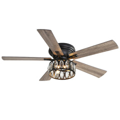 Ferster 52" 5-Blade Flush Crystal Ceiling Fan with Light Kit and Remote Control Included