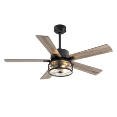 Connie 52 in. Indoor Black Ceiling Fan with Light Kit and Remote Control Included