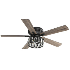 Ferster 52" 5-Blade Flush Crystal Ceiling Fan with Light Kit and Remote Control Included