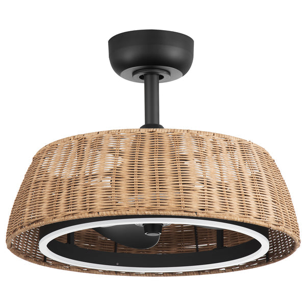 Halcyra 20-Inch Boho Rattan Ceiling Fan With Light
