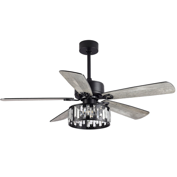Aeron 52-Inch 5-Blade Crystal Ceiling Fan with Light